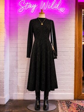 H&M Shimmering Black Long Sleeve Dress